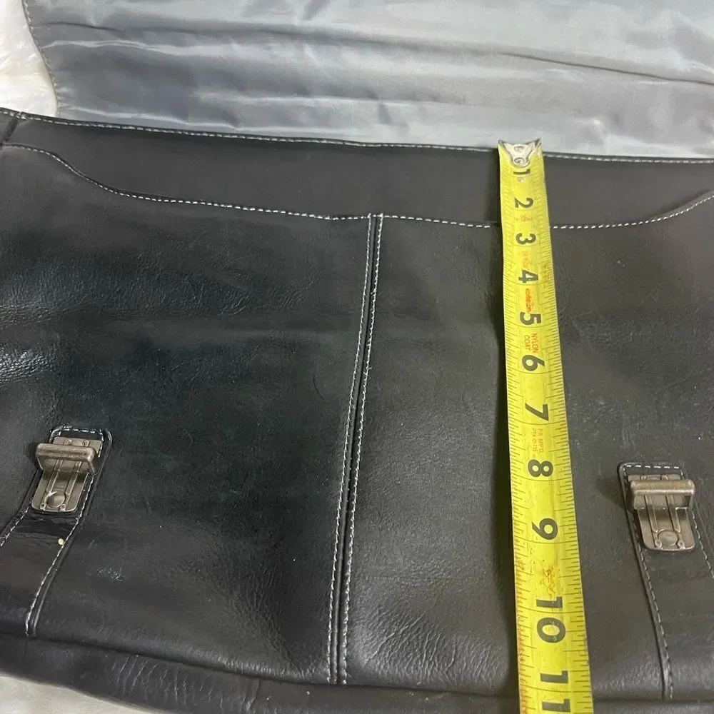 Heritage Columbian Leather black Dual Compartment 16” Portfolio Laptop Bag